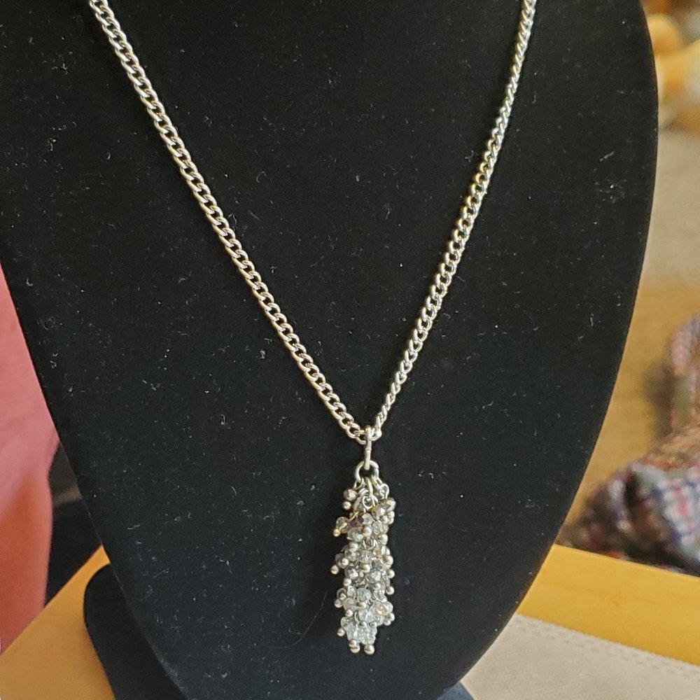 16" Silver Tone Bead Cluster Pendant Necklace NWT
